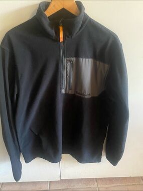 Timberland Men’s Black Zip-Up Fleece with Gray Chest Panel